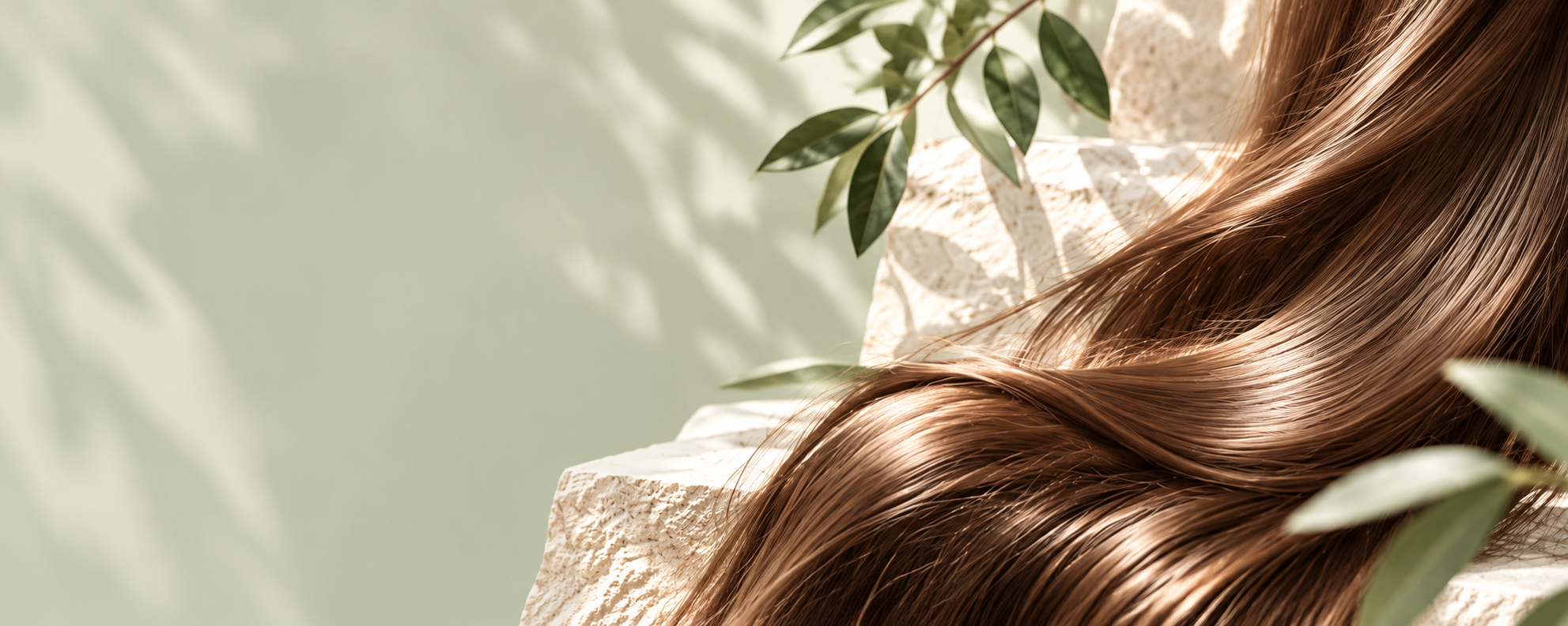 Smooth, healthy hair in natural light